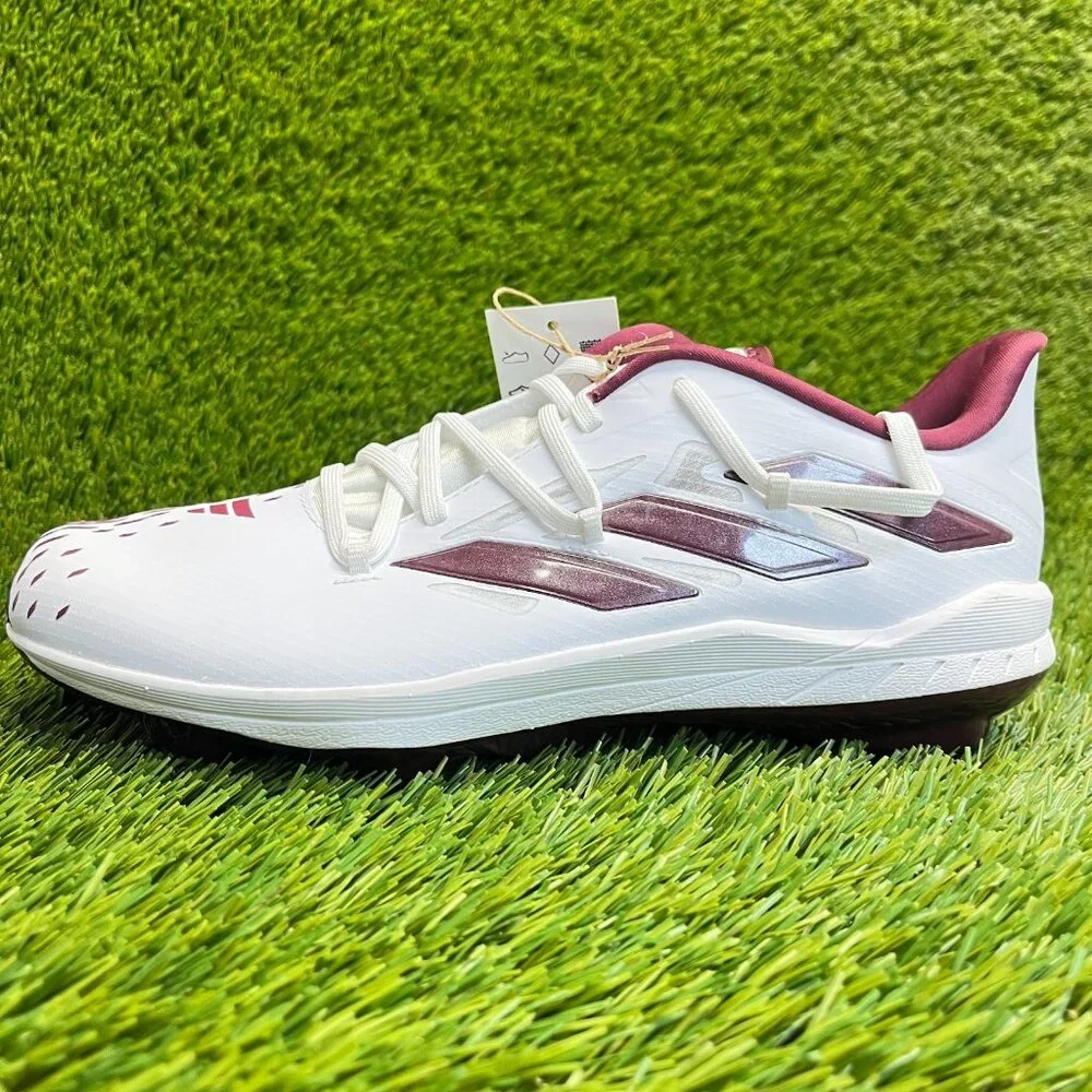 Adidas Adizero Afterburner 9 Mens Size 7.5 White Maroon Running Baseball Cleats